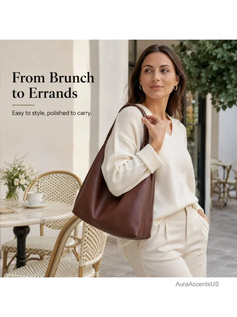 Hobo Tote Bag 2-Piece Set Soft Vegan Leather Slouchy Shoulder Purse for Women